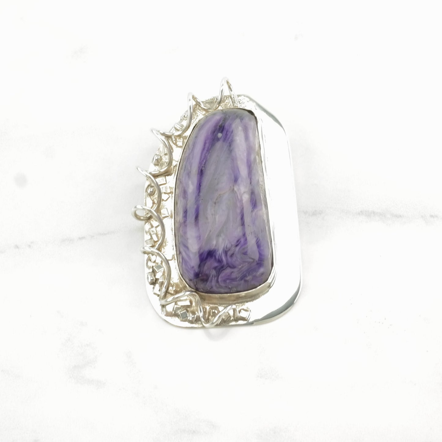 Vintage Sterling Silver Charoite Pendant | Statement Necklace | Purple Charoite Jewelry | Unique Gift for Her