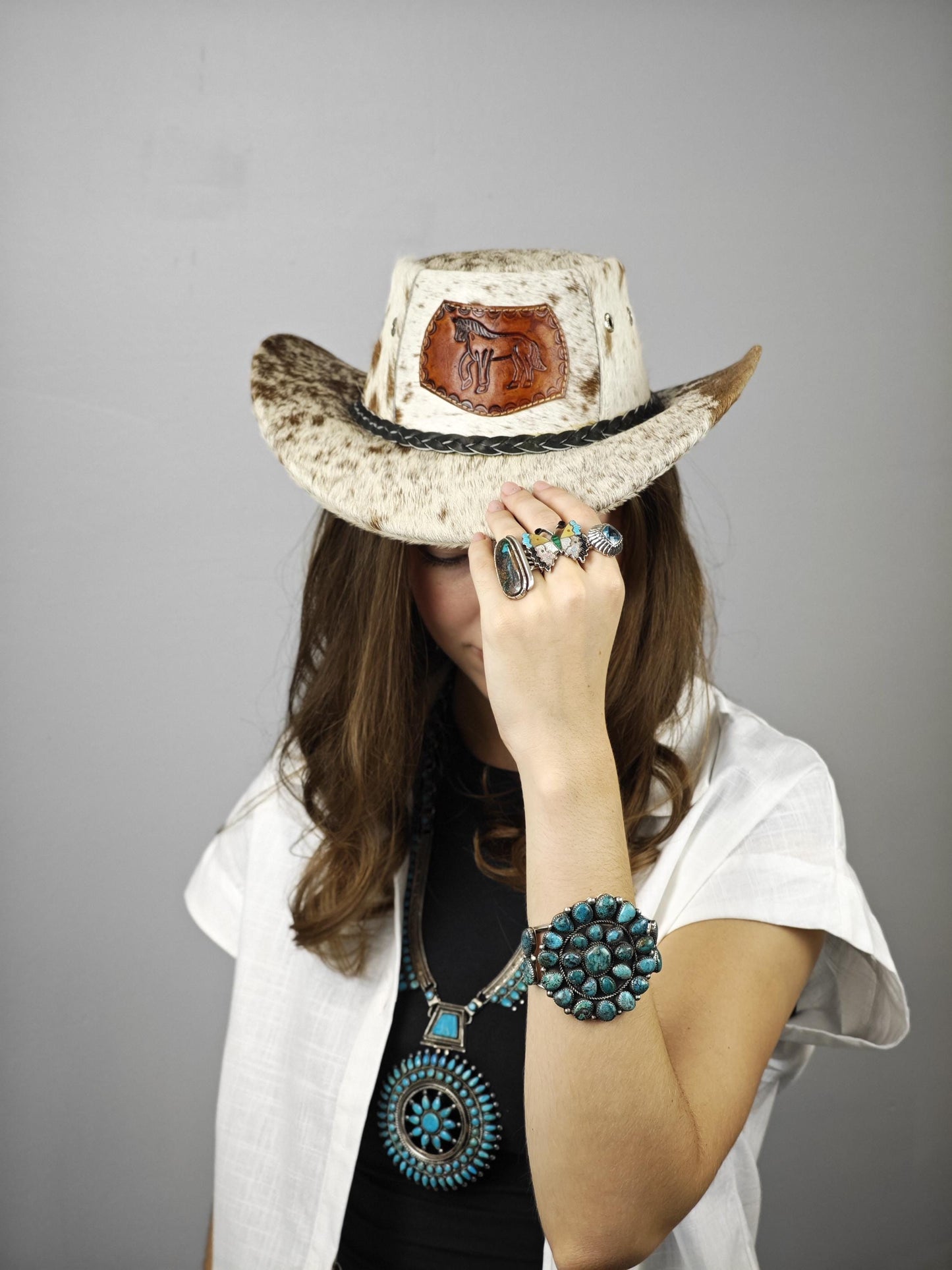 Turquoise Cluster Cuff Bracelet Sterling Silver Native American