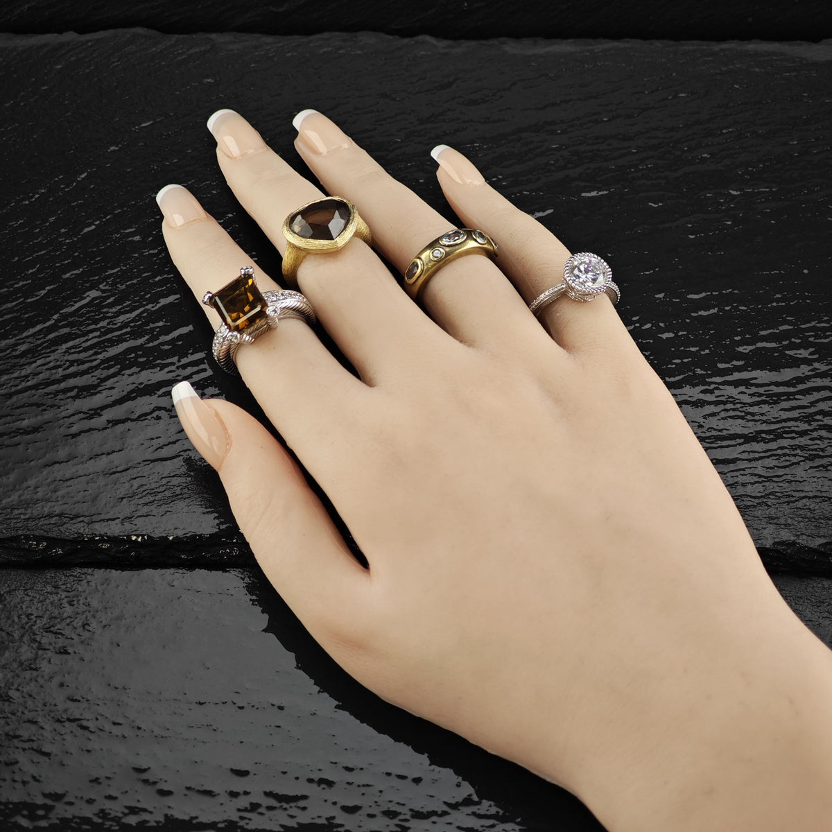 Smoky Quartz Gold-Plated Sterling Silver Ring Sz 5 3/4 R6831