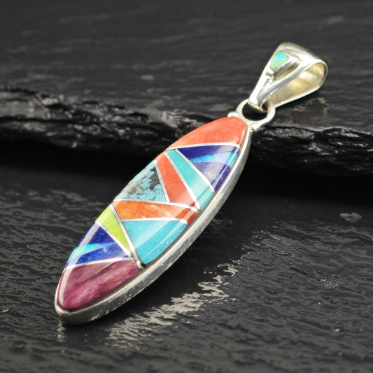 SW Ferris Multi-stone Inlay Pendant Sterling Silver P3075