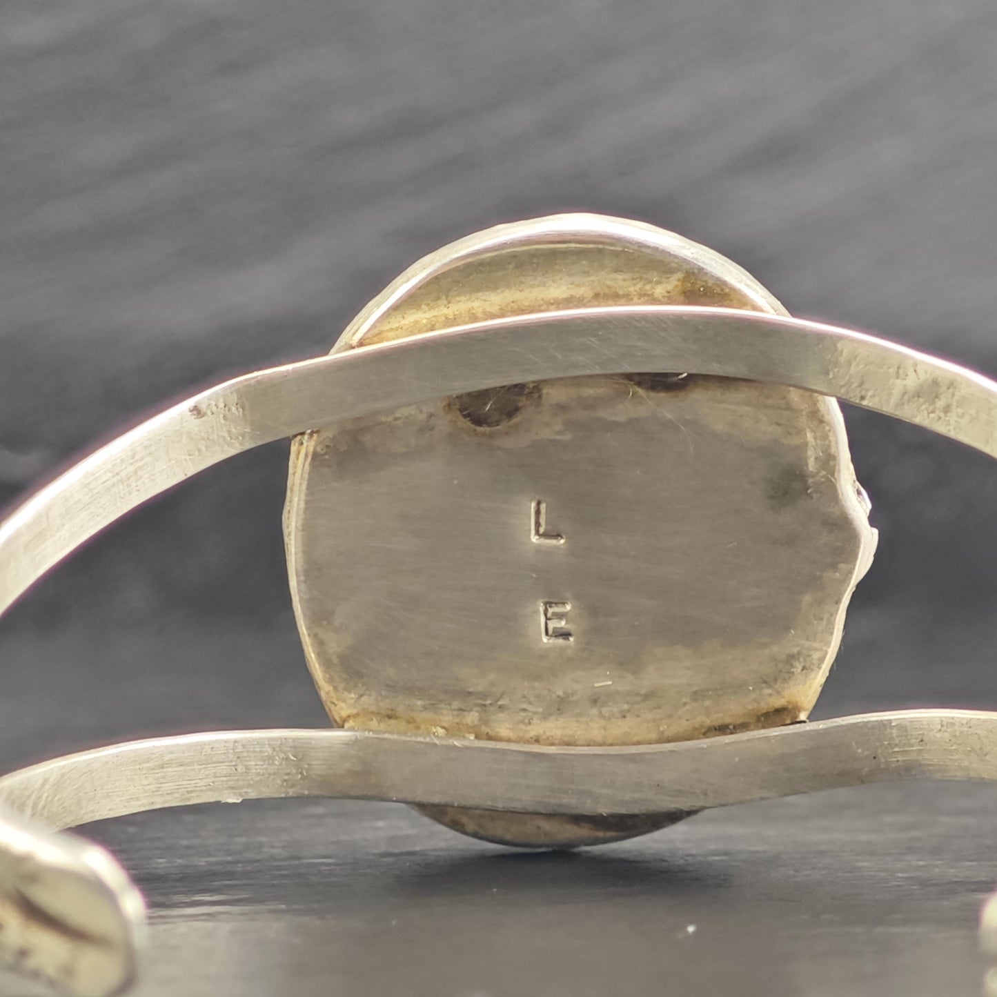 SW Turquoise Stamped Floral Detailed Sterling Silver Cuff Sz 6" BR3138