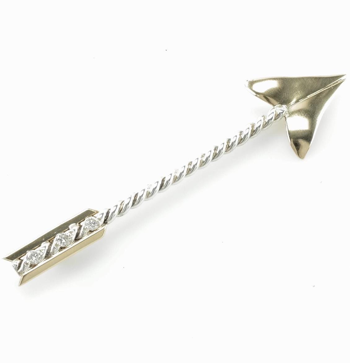 Diamond Arrow Brooch Sterling Silver & 14K Gold Doskow