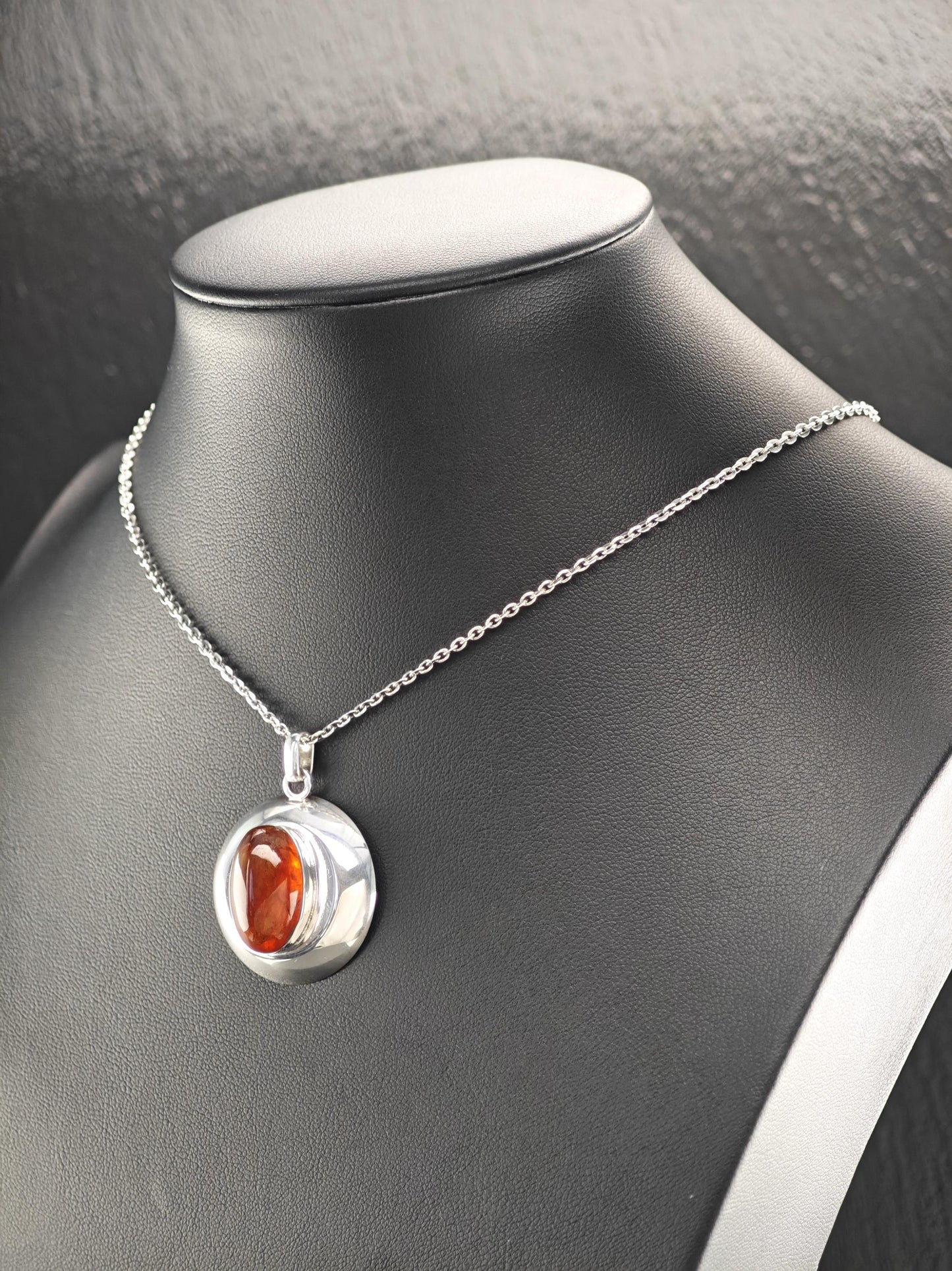Denmark Amber, Oval Necklace Sterling Silver N2521