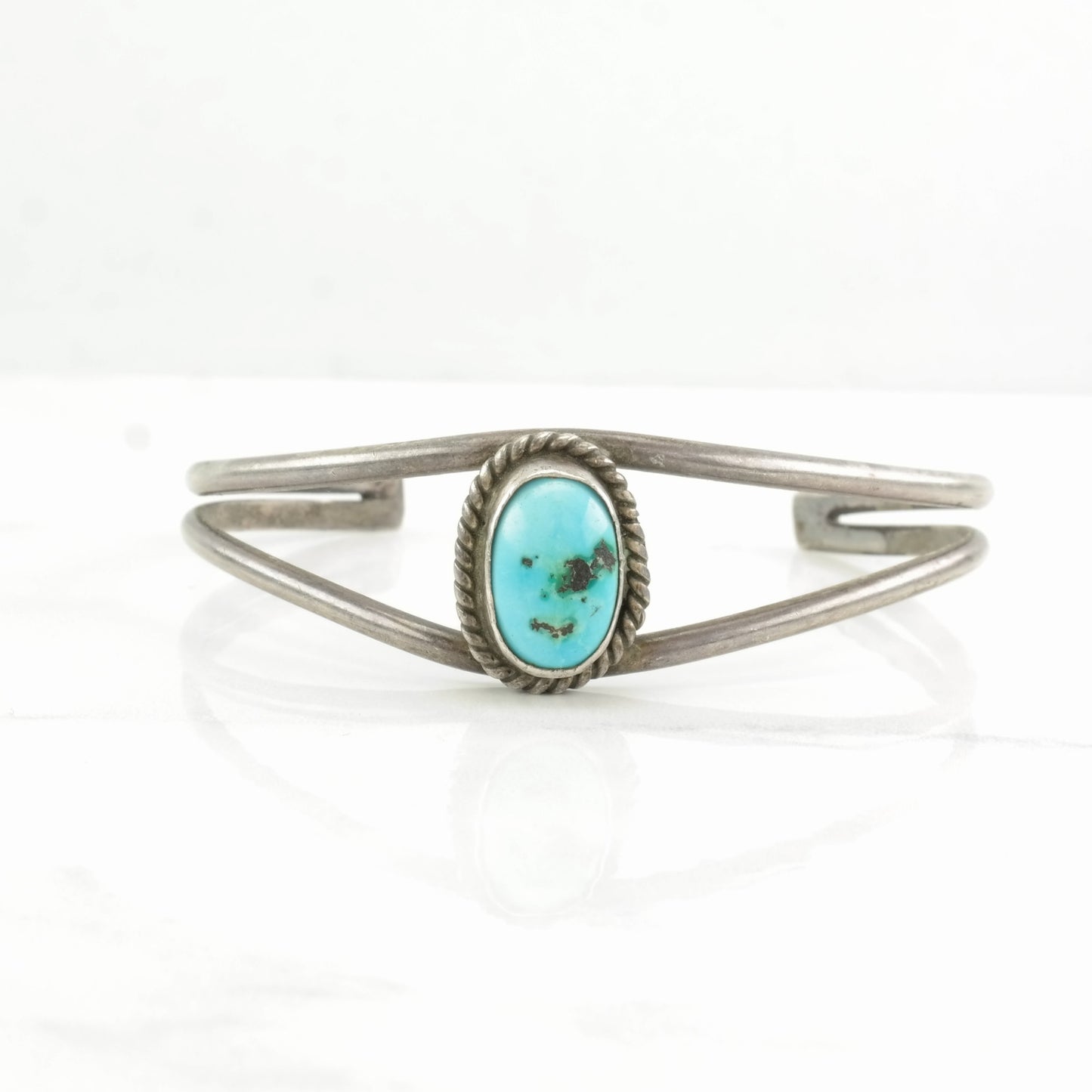 Sterling Silver Cuff Bracelet Blue Turquoise