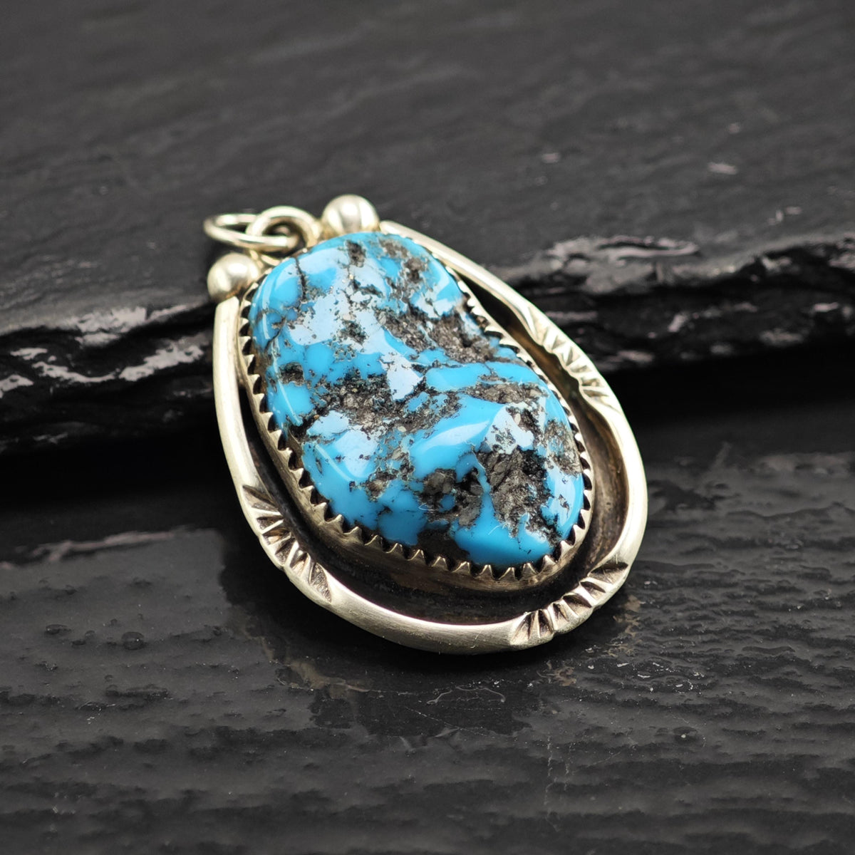 SW Spiderweb Turquoise Sterling Silver Pendant P3122