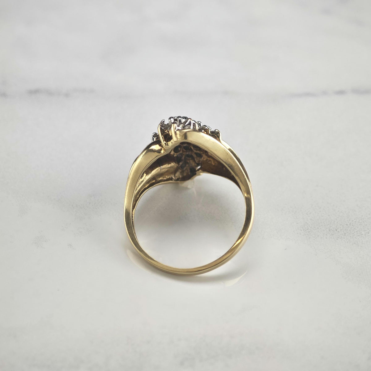 Diamond Waterfall 10K Yellow Gold Ring Sz 7 R6794