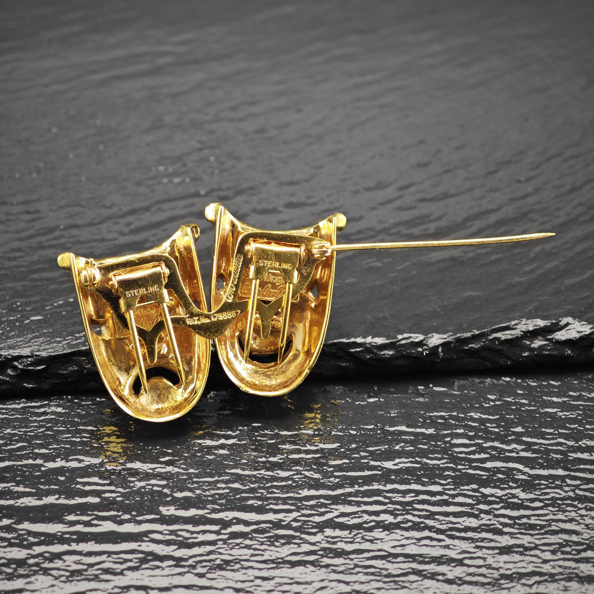 Corocraft "Duette" Fur Clips Gold Plated Sterling Silver Brooch B2284