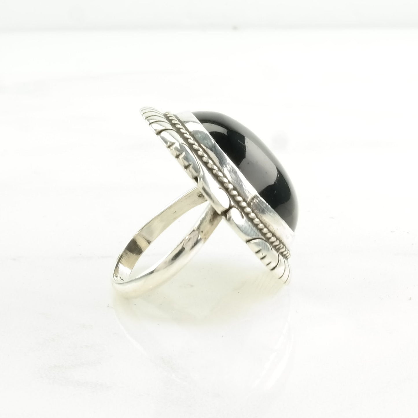 Native American Silver Ring Onyx Sterling Black Size 7