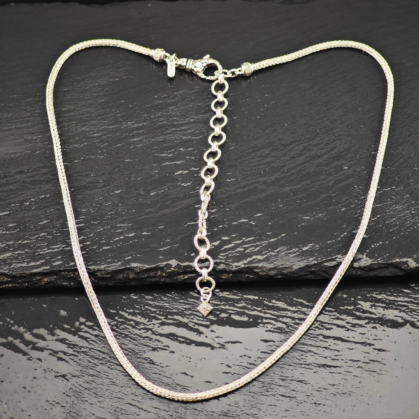 Vintage Sarda Sterling Silver Snake Chain Necklace Adjustable 24" N2644