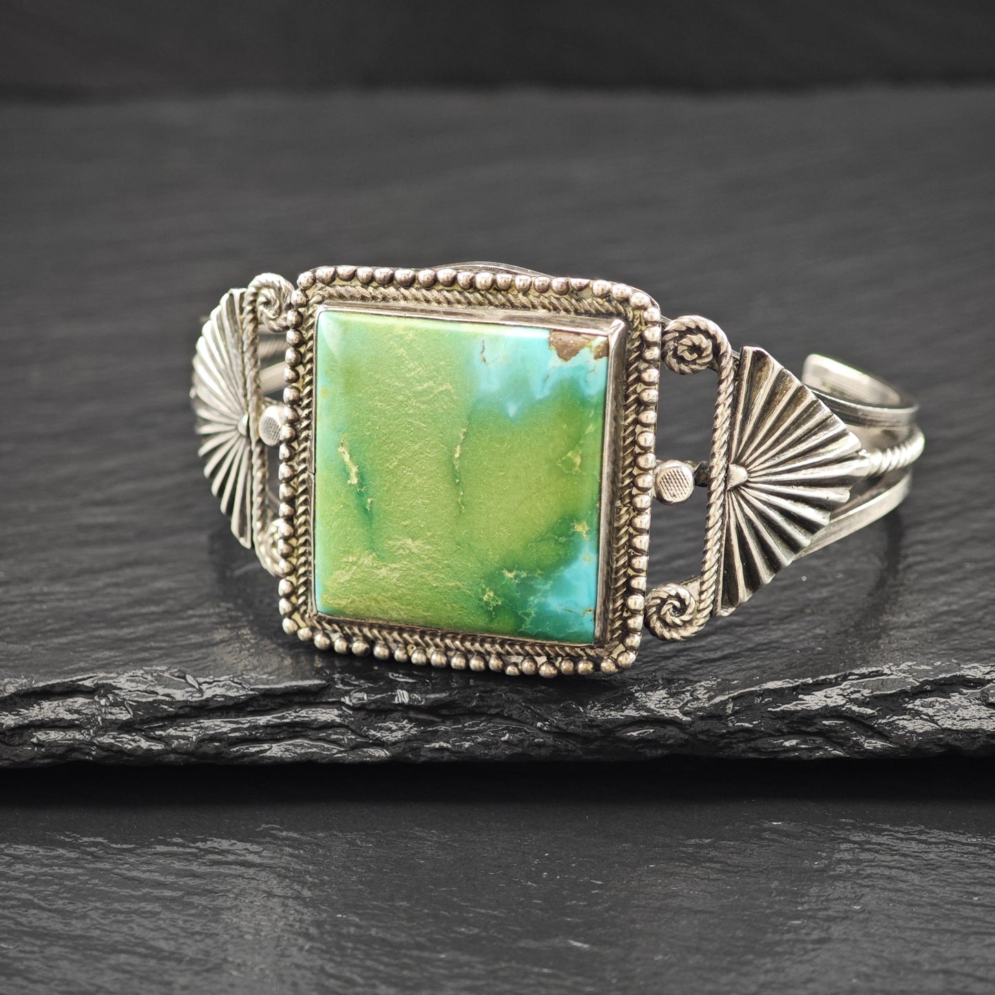 Navajo Native American Turquoise Cuff Sterling Silver Sz 6 3/4" BR3030