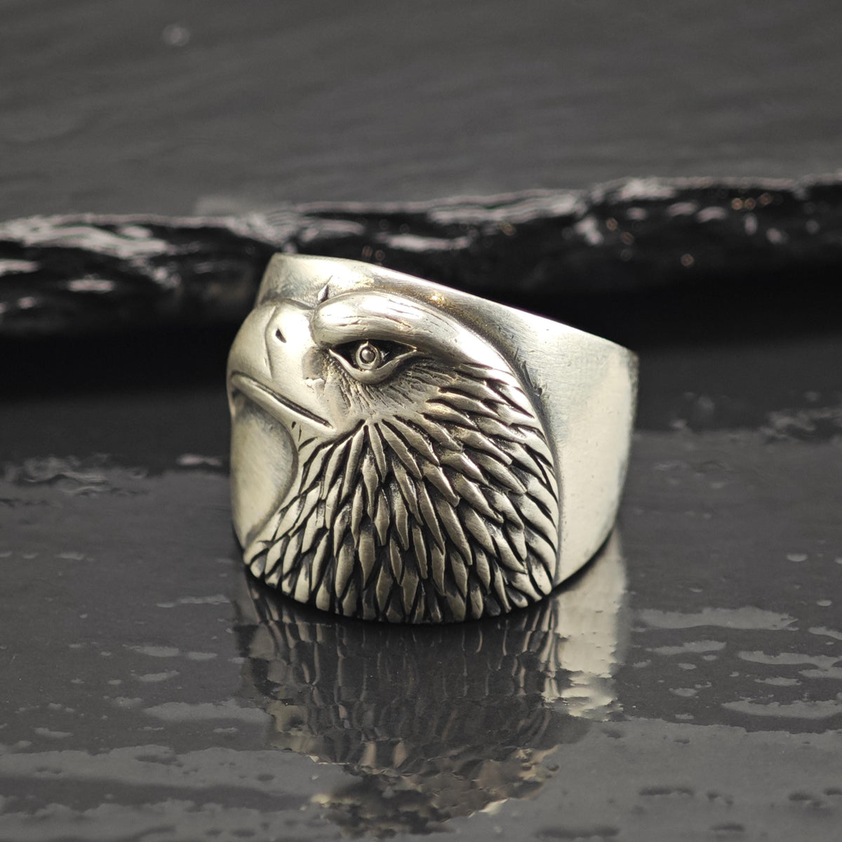 Eagle Head Biker Sterling Silver Ring Sz 10 1/2 R6750