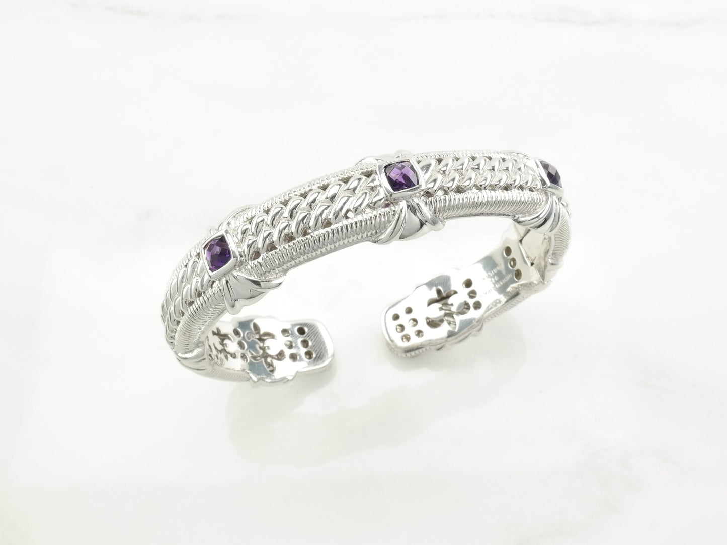 Judith Ripka Sterling Silver Cuff Bracelet Purple Amethyst