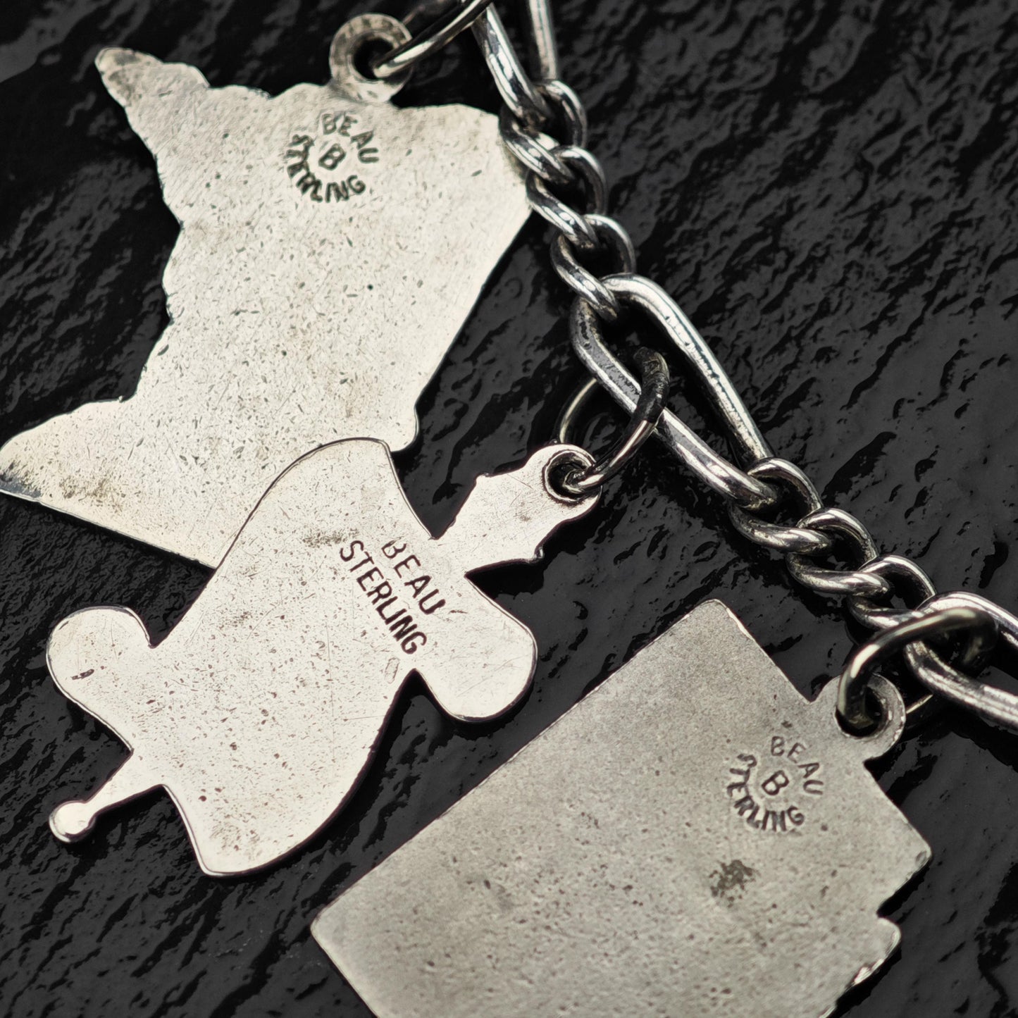 Enamel State Charm Bracelet Sterling Silver 6 3/4" BR3007