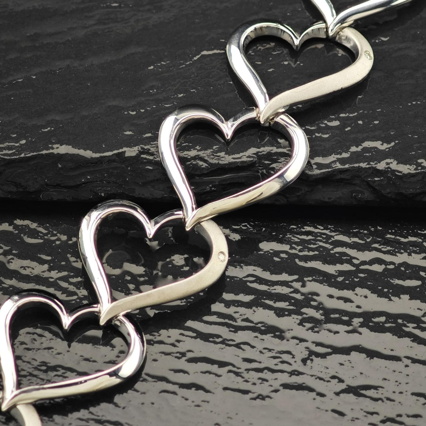 Heart Diamond Bracelet Sterling Silver Size 7 1/2" BR3006