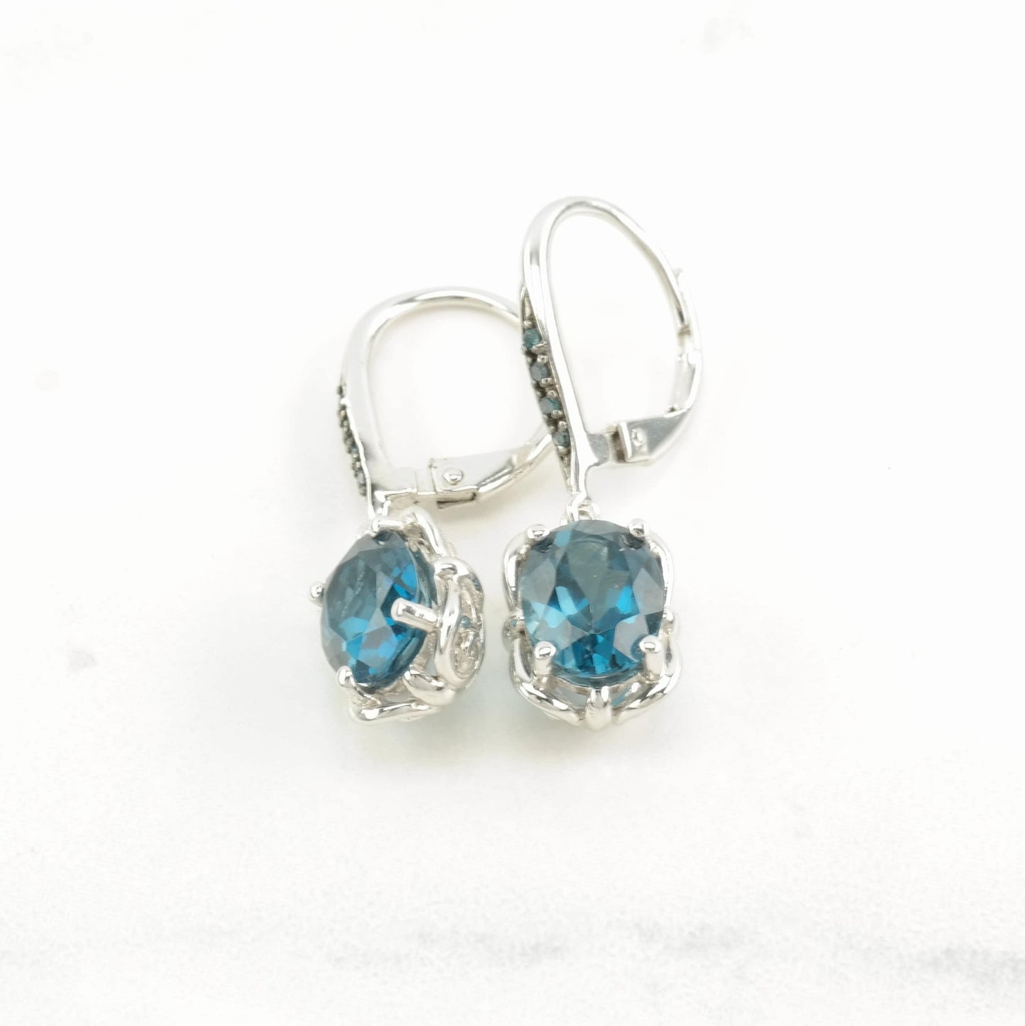 Sterling Silver Blue Blue Topaz Earrings Fish hook