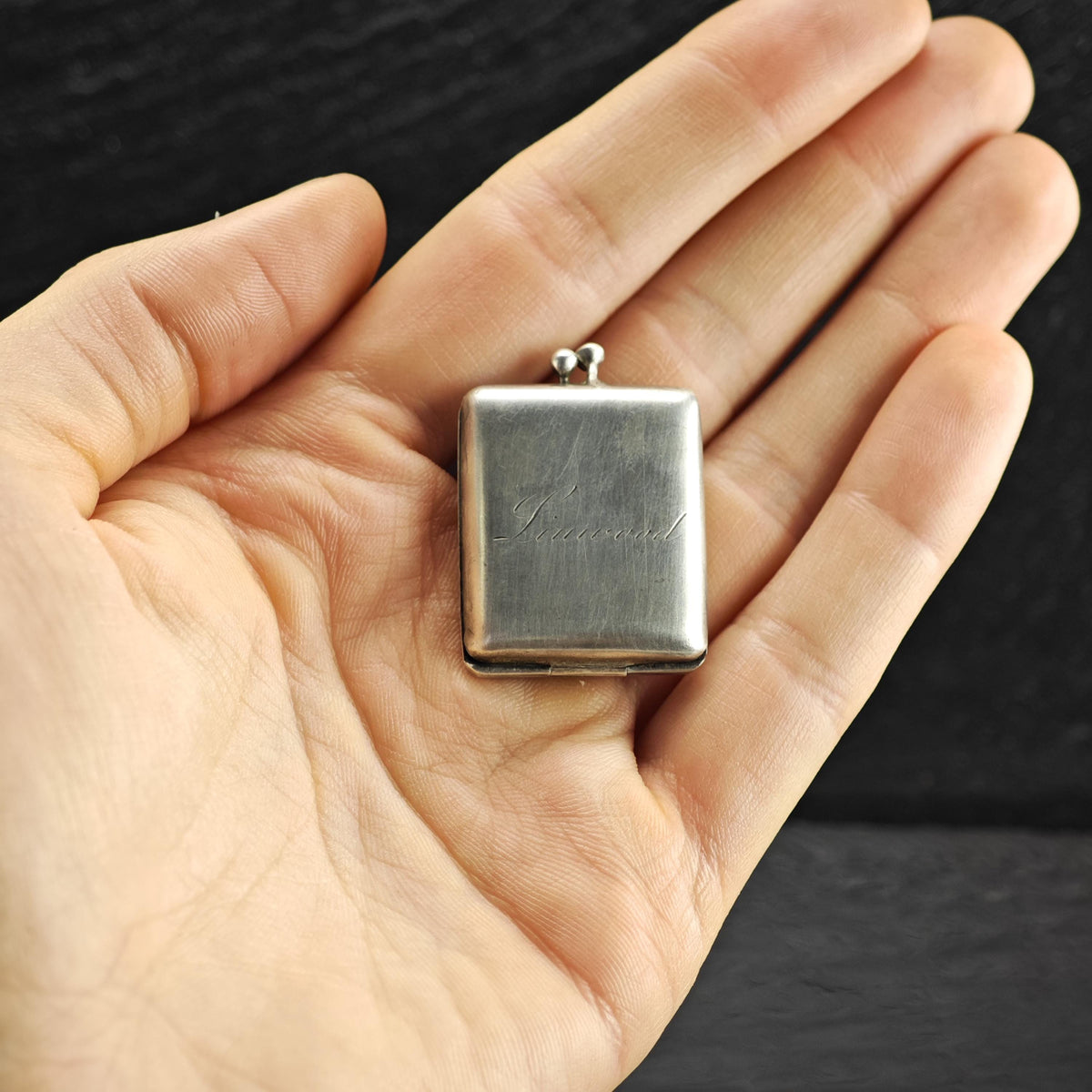 Antique Engraved "Linwood" Sterling Silver Locket MISC0419