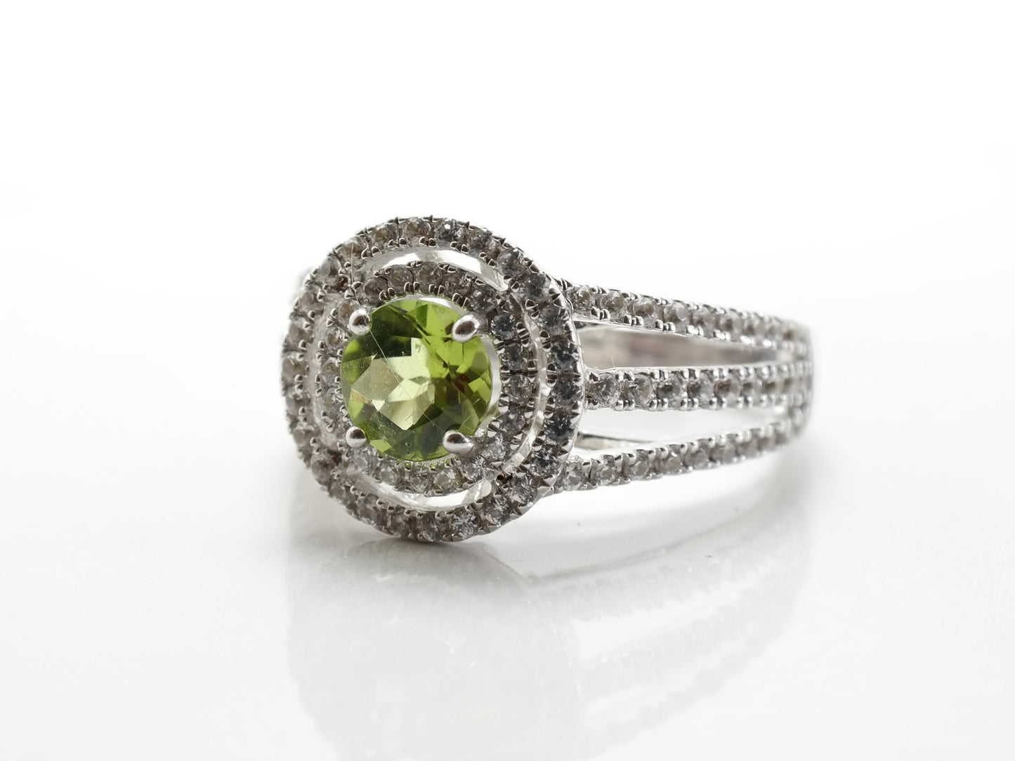 Vintage Sterling Silver Ring Peridot White Topaz Size 7