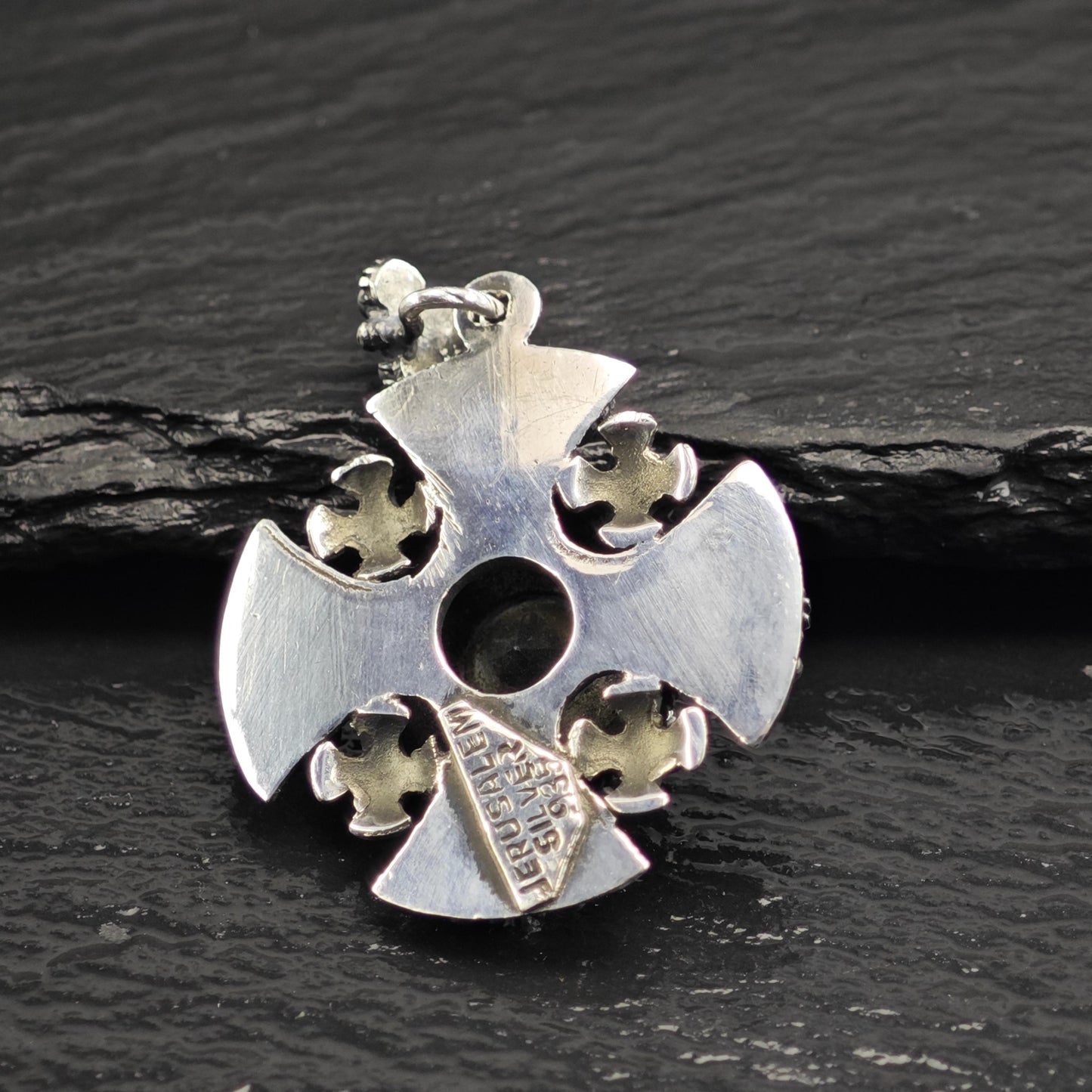 Topaz Jerusalem Cross Pendant Sterling Silver P3079