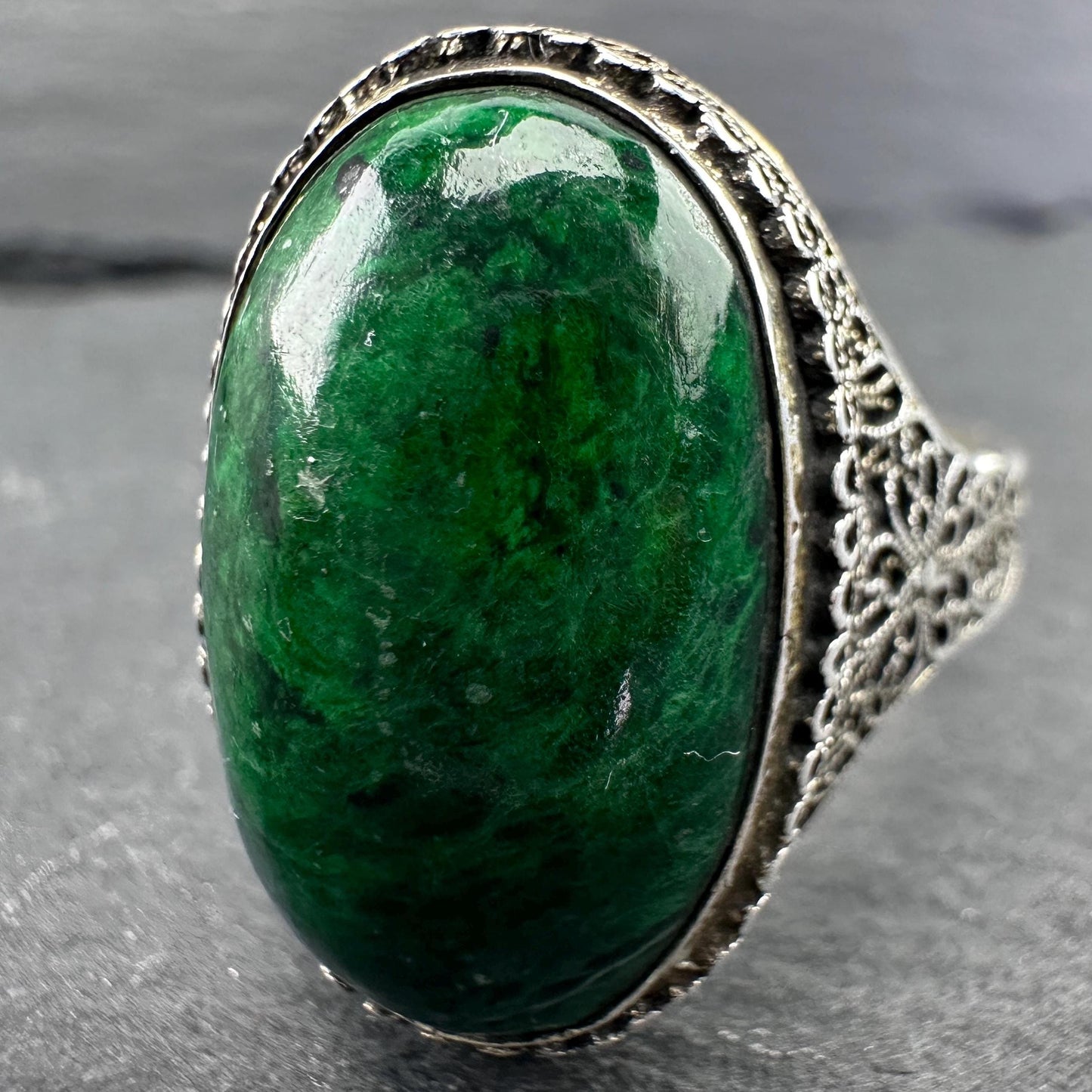 Chinese Export, Sterling Silver Ring Szadjustable 7 to 9 R5678