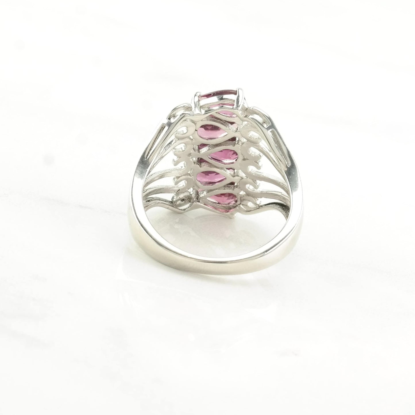 Sterling Silver Ring Garnet Pink Size 7