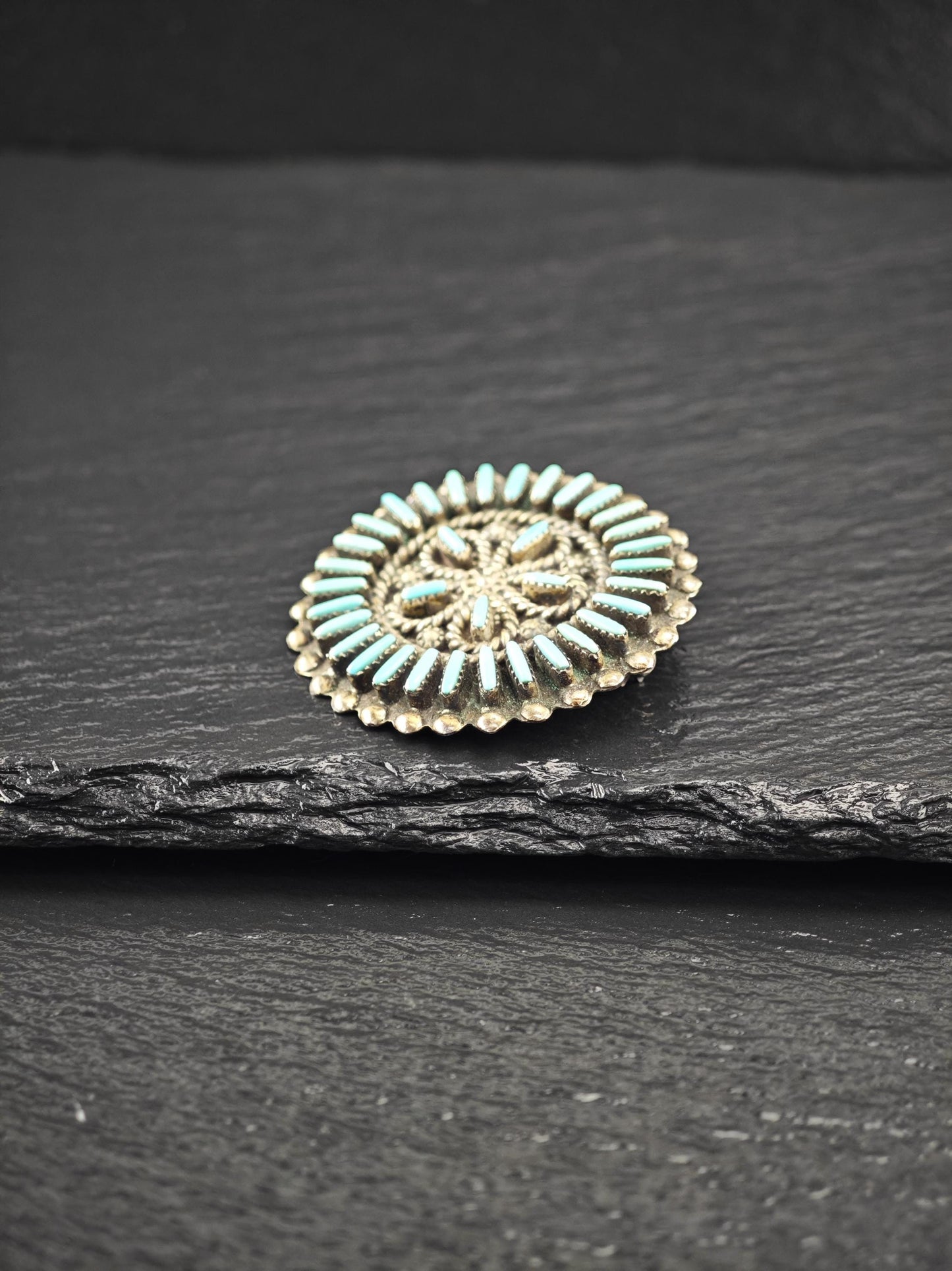 Native American, Zuni Cluster Brooch/Pendant Sterling Silver
