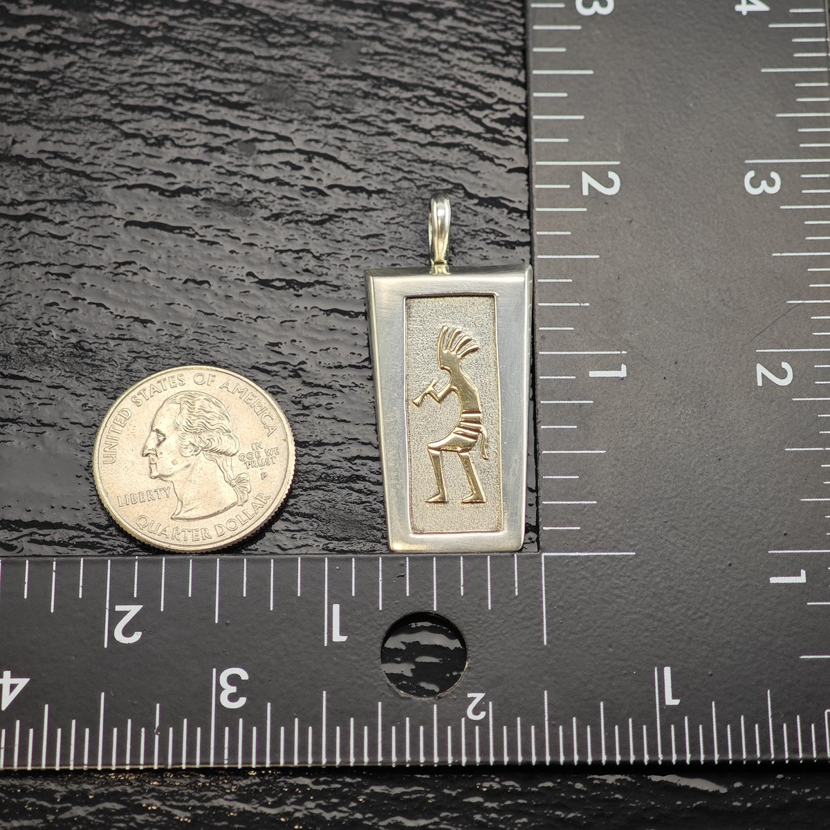 Navajo 14K Kokopelli Sterling Silver Pendant P3142