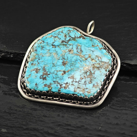 AS IS Large Turquoise Pendant, Sterling Silver