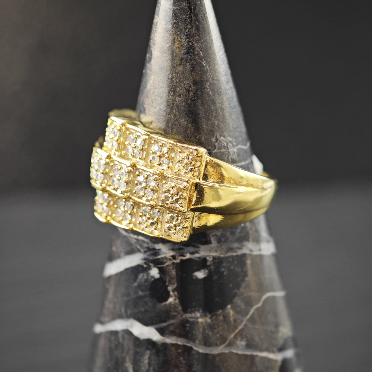 Diamond Gold Plated Ring Sterling Silver Sz 7