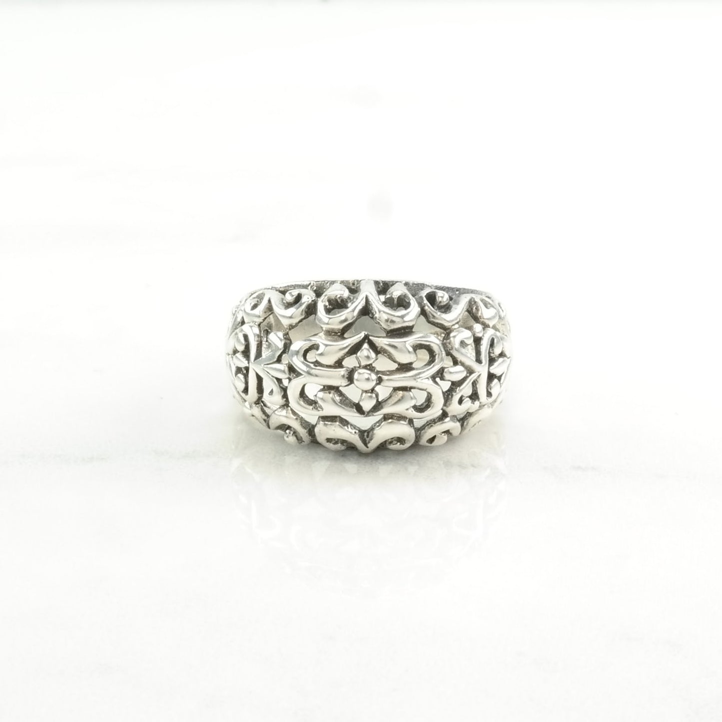 Sterling Silver Ring Filigree Floral Size 8 1/2