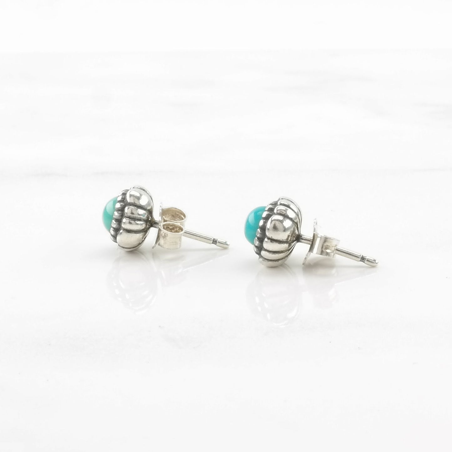 Vintage Sterling Silver Stud Earrings Pandora Blue Turquoise