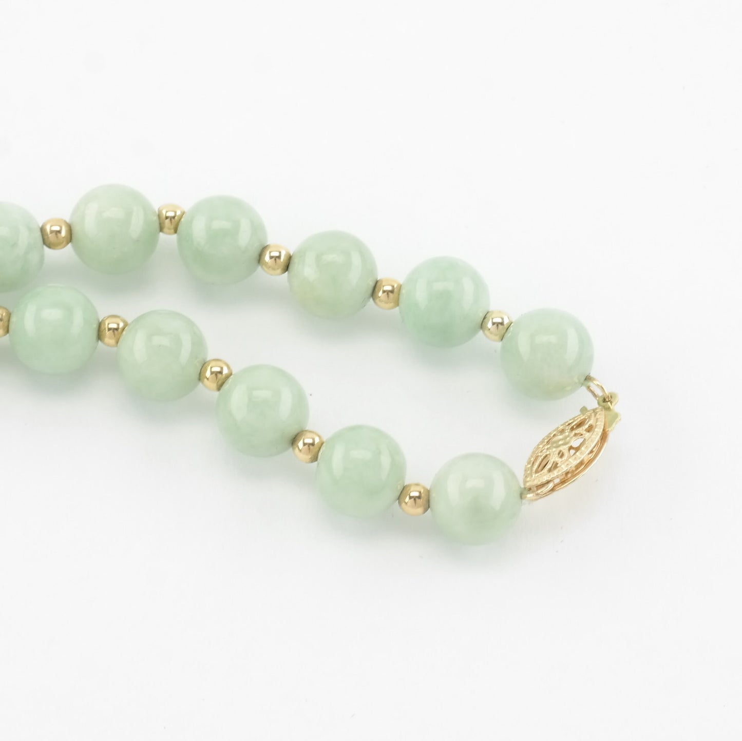 Vintage Jade 8mm Bead, 14K Gold Necklace