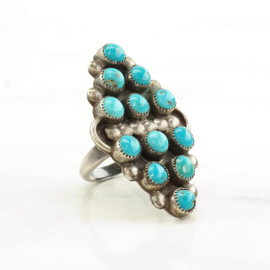 Native American Silver Ring Turquoise Snake Eye Sterling Size 4 1/4