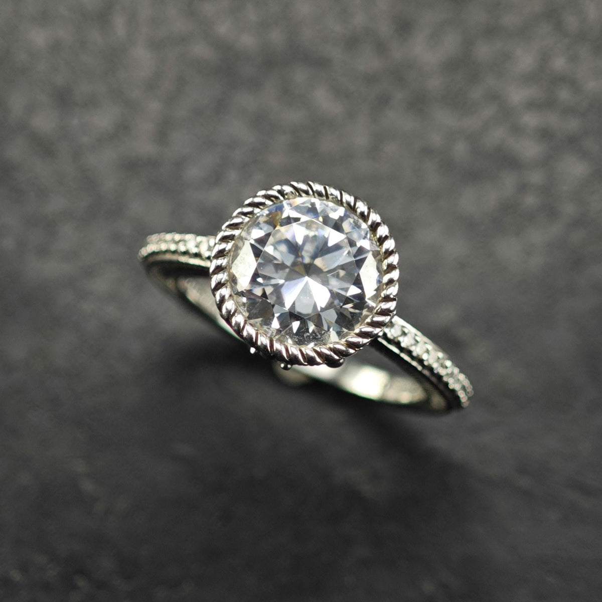 Vintage Judith Ripka DQCZ Sterling Silver Ring Sz 5 R6833