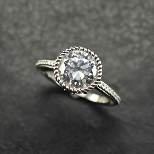 Vintage Judith Ripka DQCZ Sterling Silver Ring Sz 5 R6833