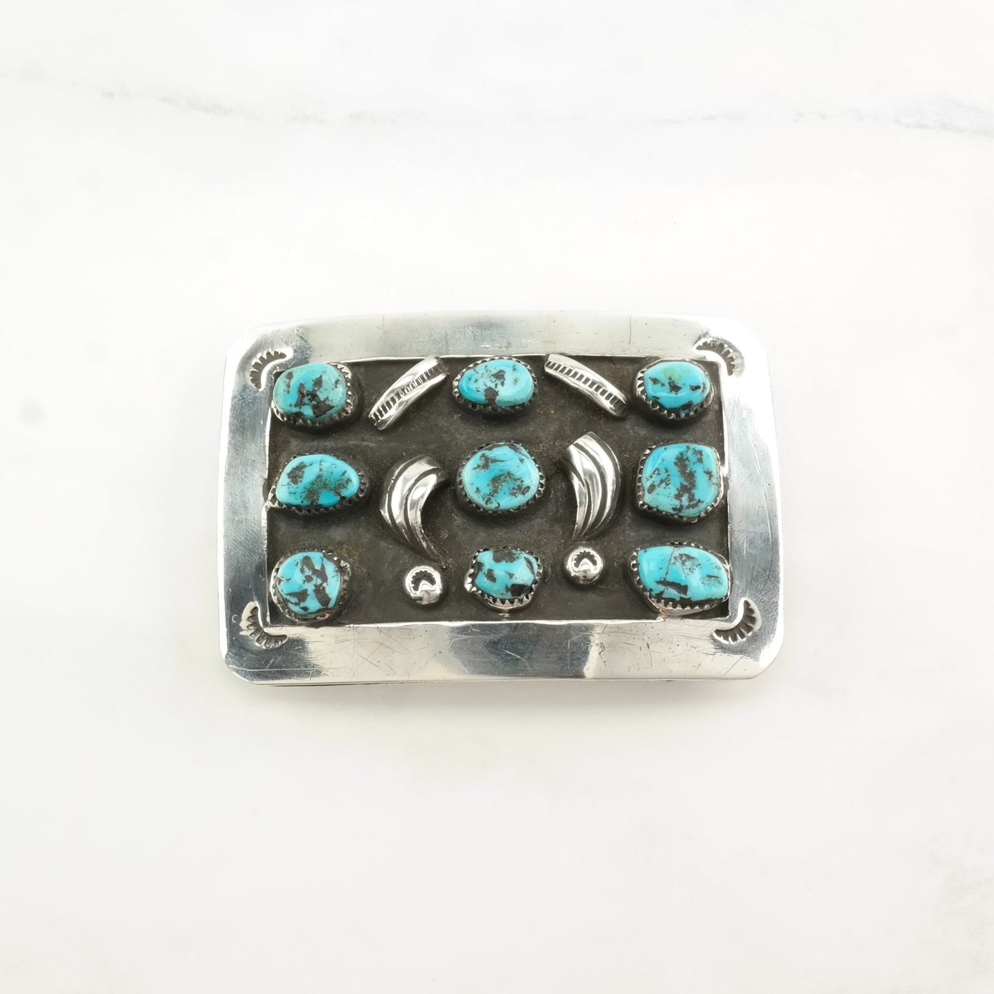 Vintage Native American Blue Turquoise Belt Buckle