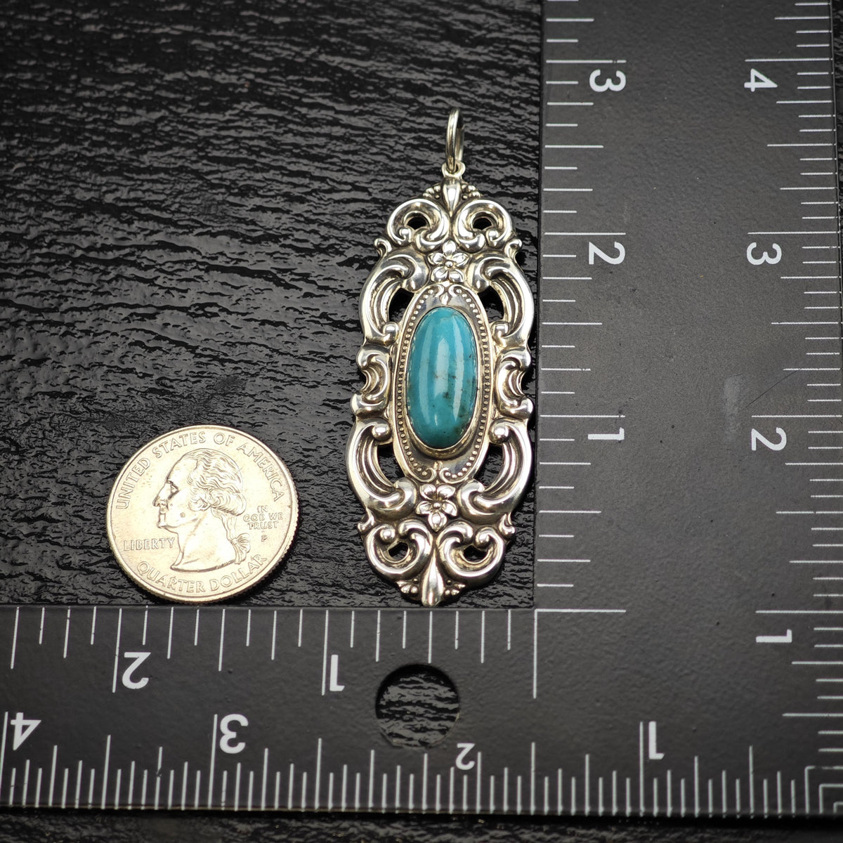 Towle Art Nouveau Style Turquoise Sterling Silver Pendant P3085