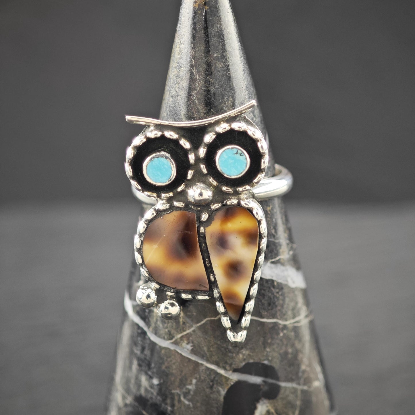 Navajo, Paul Lucario Jr. Owl Ring Sterling Silver Sz 7 R5936