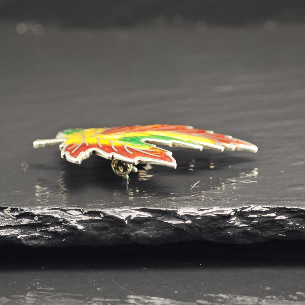 BMCo Enamel Maple Leaf Sterling Silver Brooch B2238