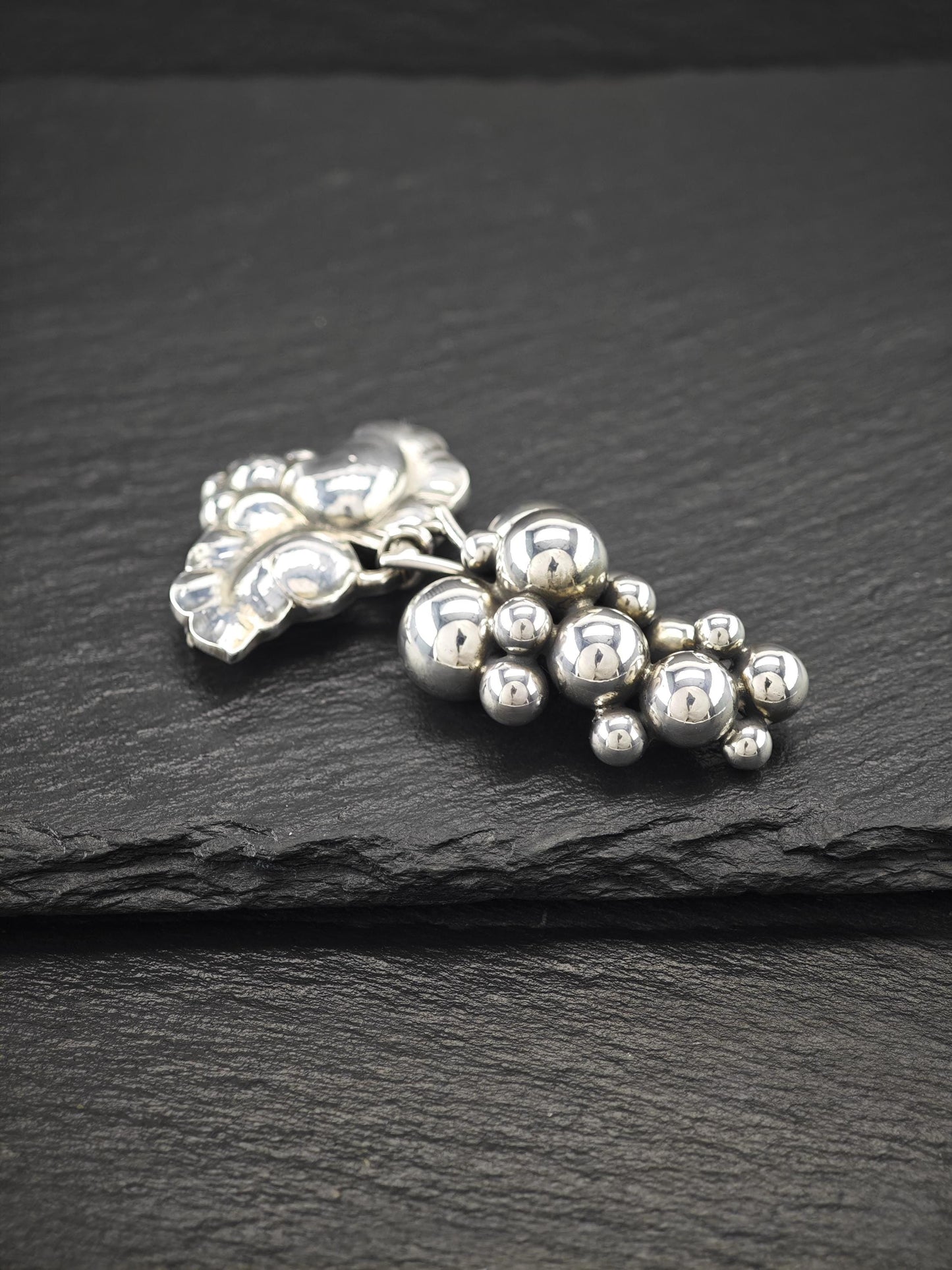 Georg Jensen 217B, Moonlight Grapes Brooch Sterling Silver