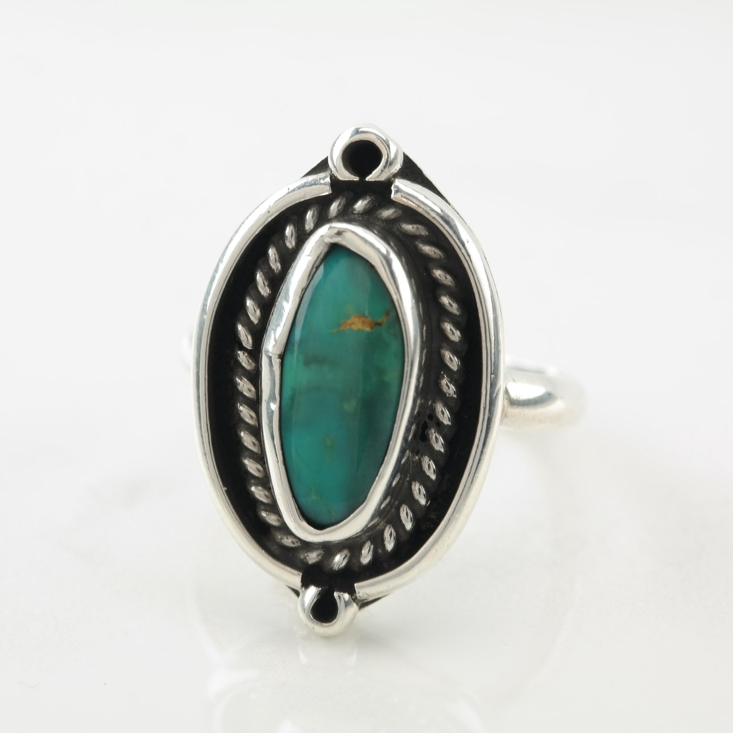 Vintage Native American Silver Ring Turquoise Sterling Green Size 7