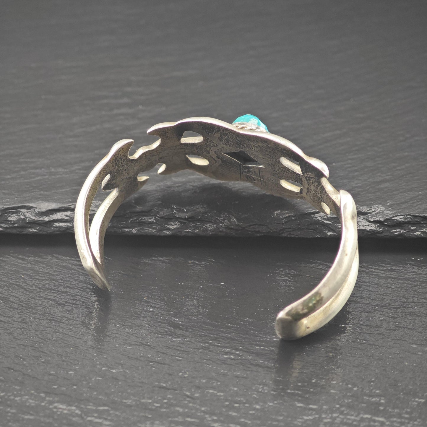 Native American Sandcast Turquoise Cuff Bracelet Sterling Silver