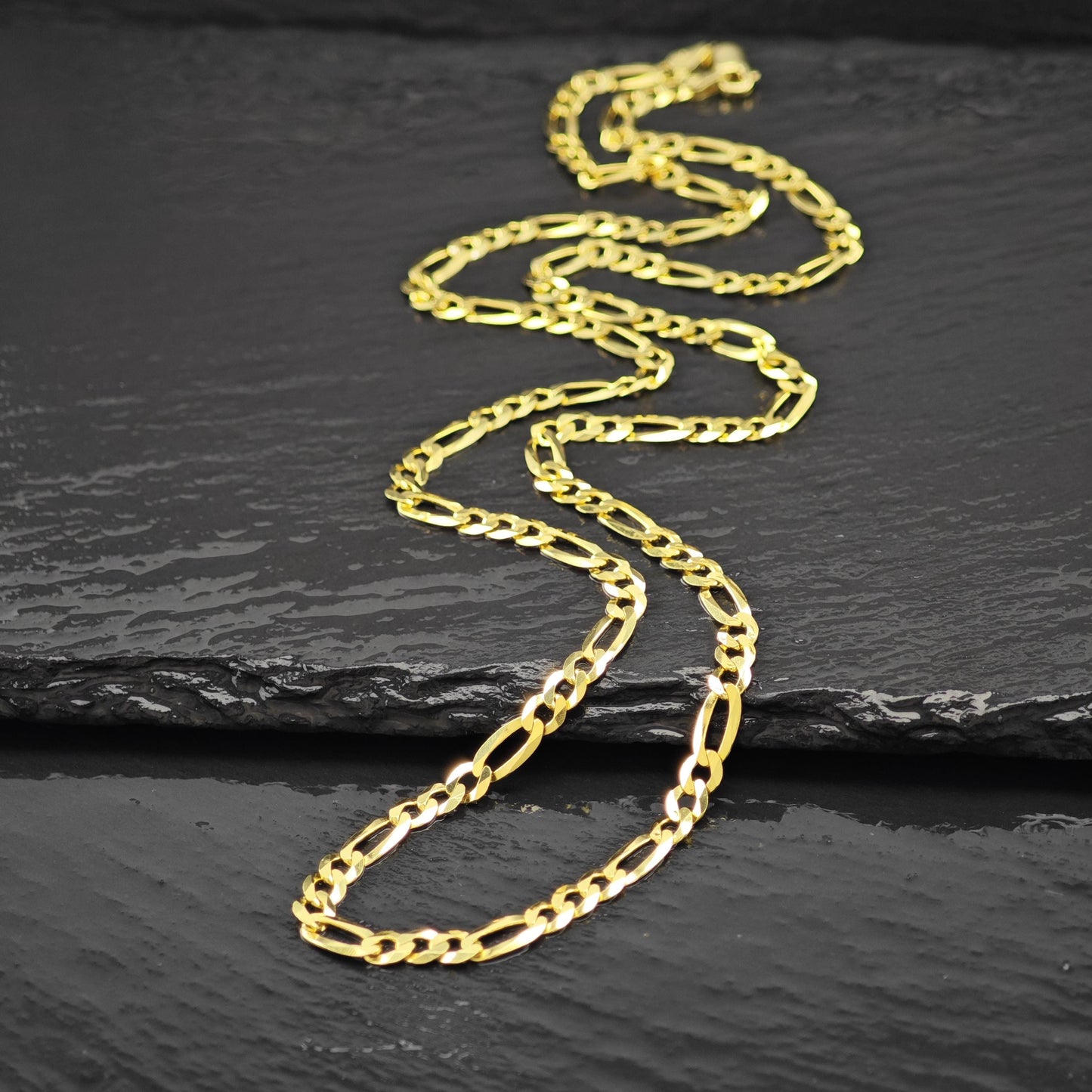 Sterling Silver Gold Plated 4.5mm Figaro Chain Necklace 24" N2654