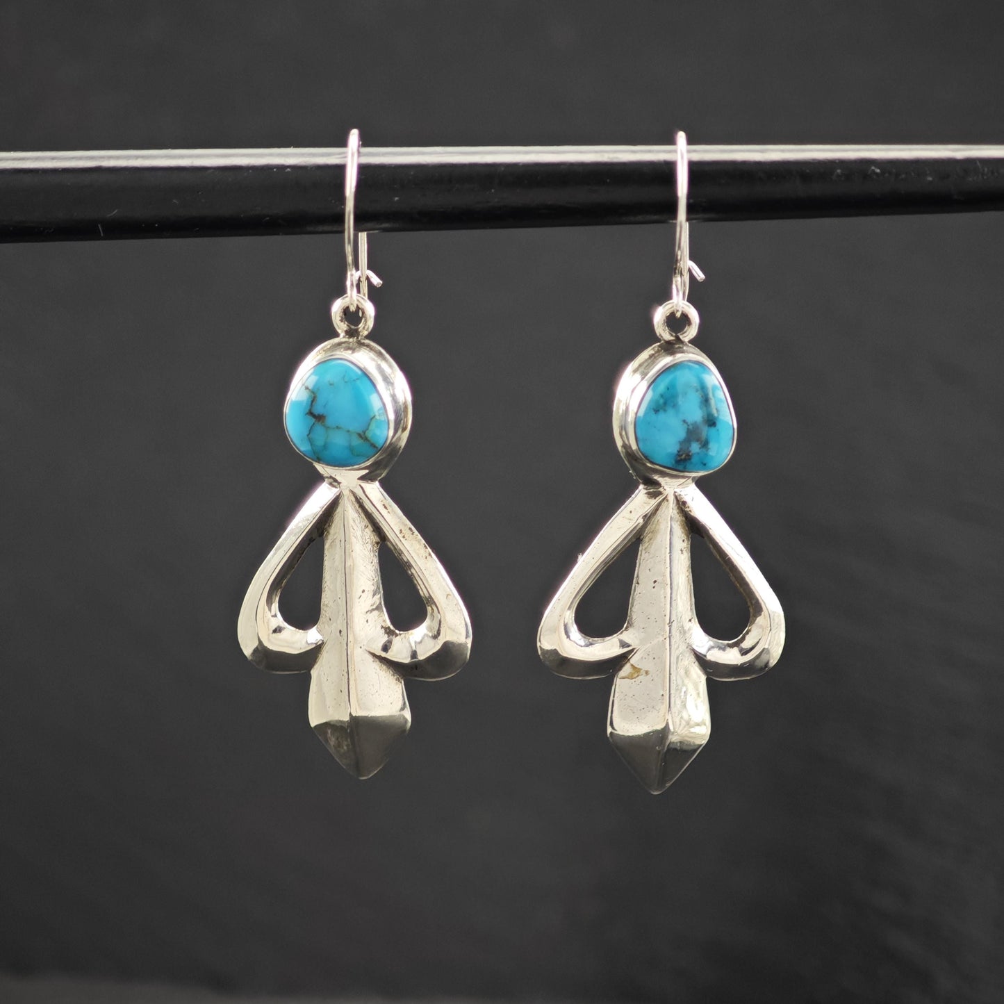 Native American Turquoise Beaded Necklace Earring Set - Sterling Silver Jewelry