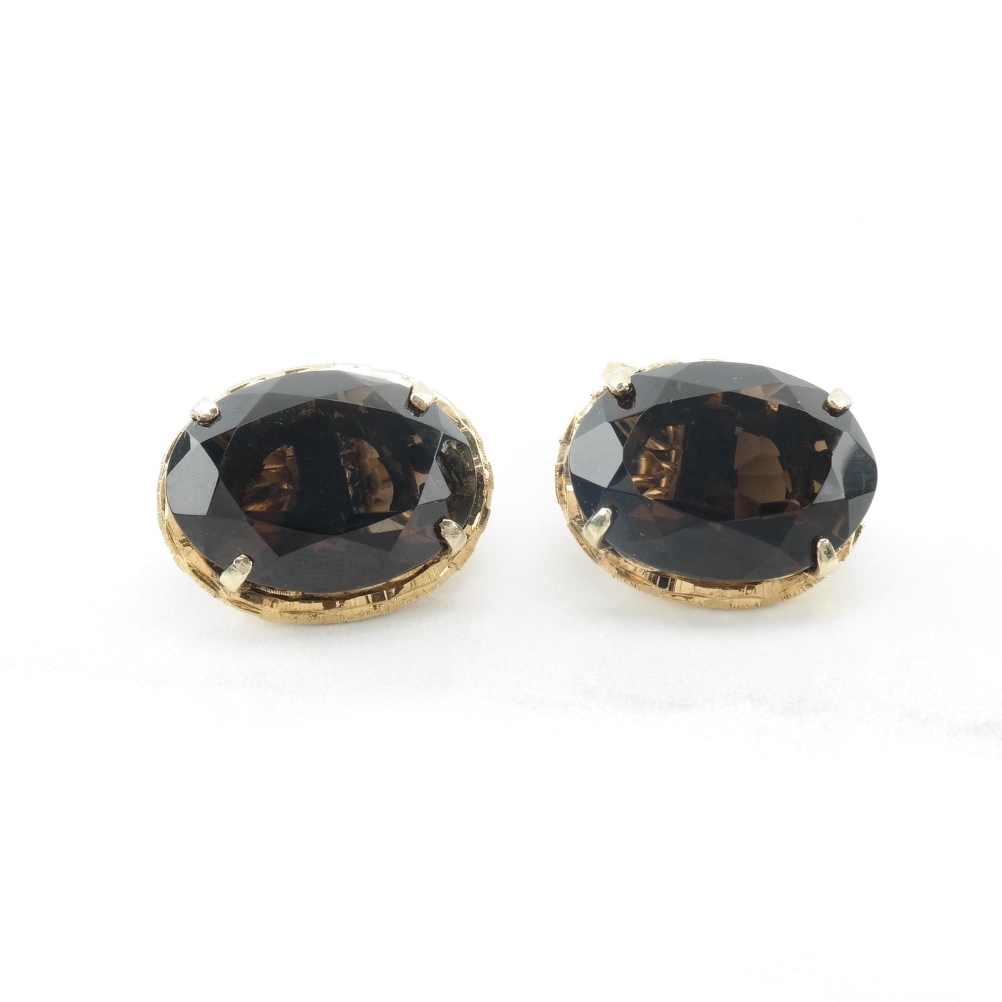 Chinese Export Smoky Quartz Cufflinks Sterling Silver Gold Plated MISC0245