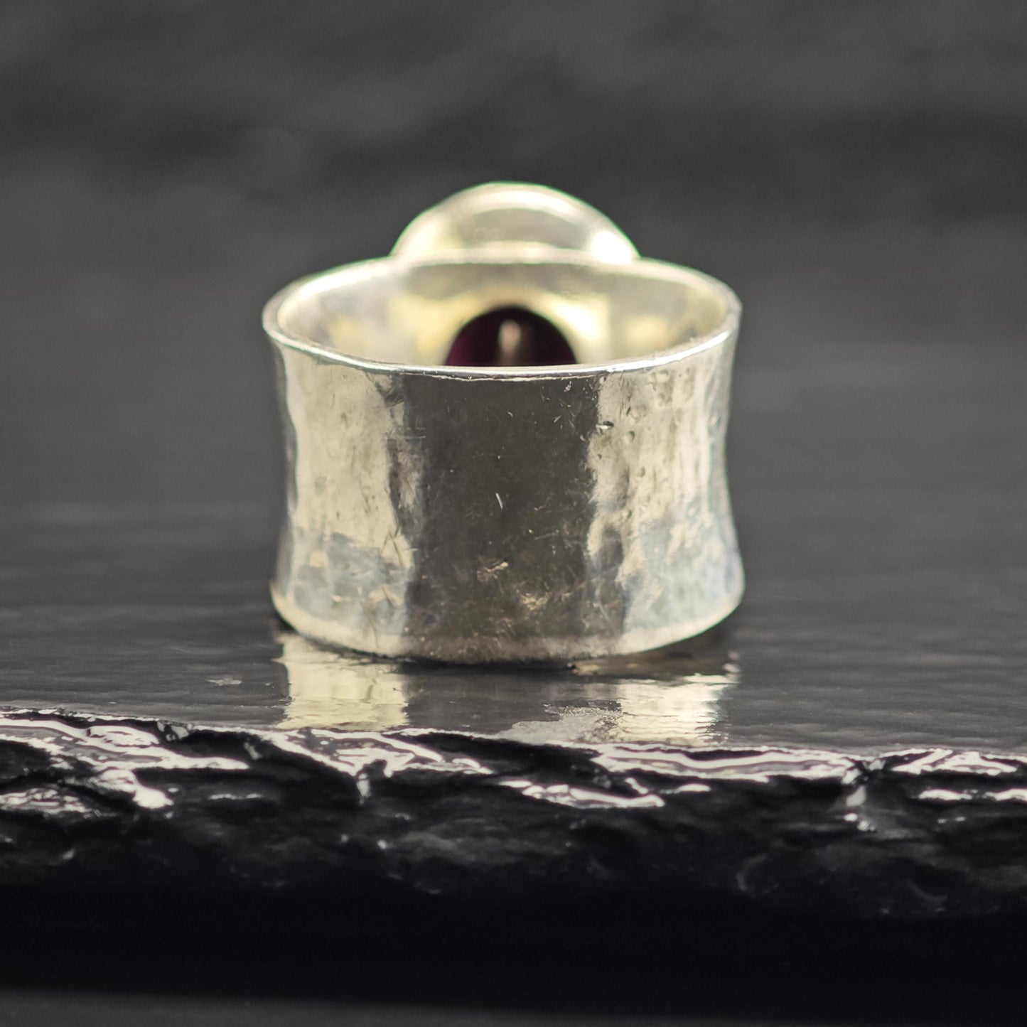 Handmade Garnet 14k Gold Bezel Ring Sterling Silver Sz 7 R6615