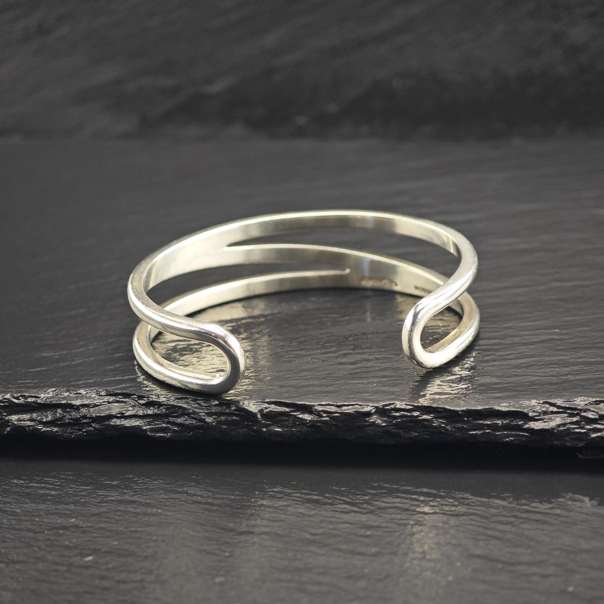 Vintage Tiffany & Co. Diaganol Sterling Silver Cuff Sz 6" BR3124