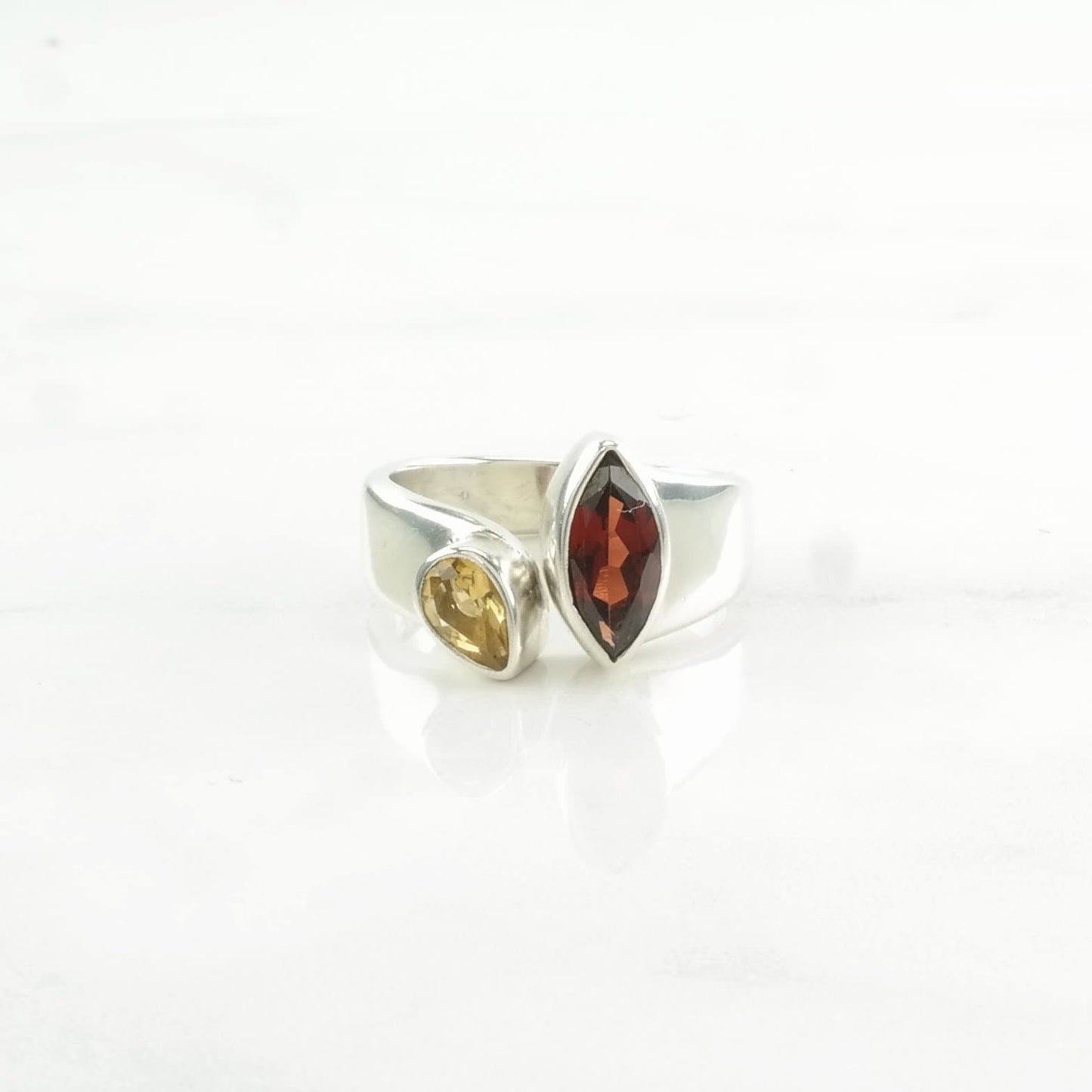 Sajen Silver Ring Garnet, Citrine Sterling Red, Yellow Size 7