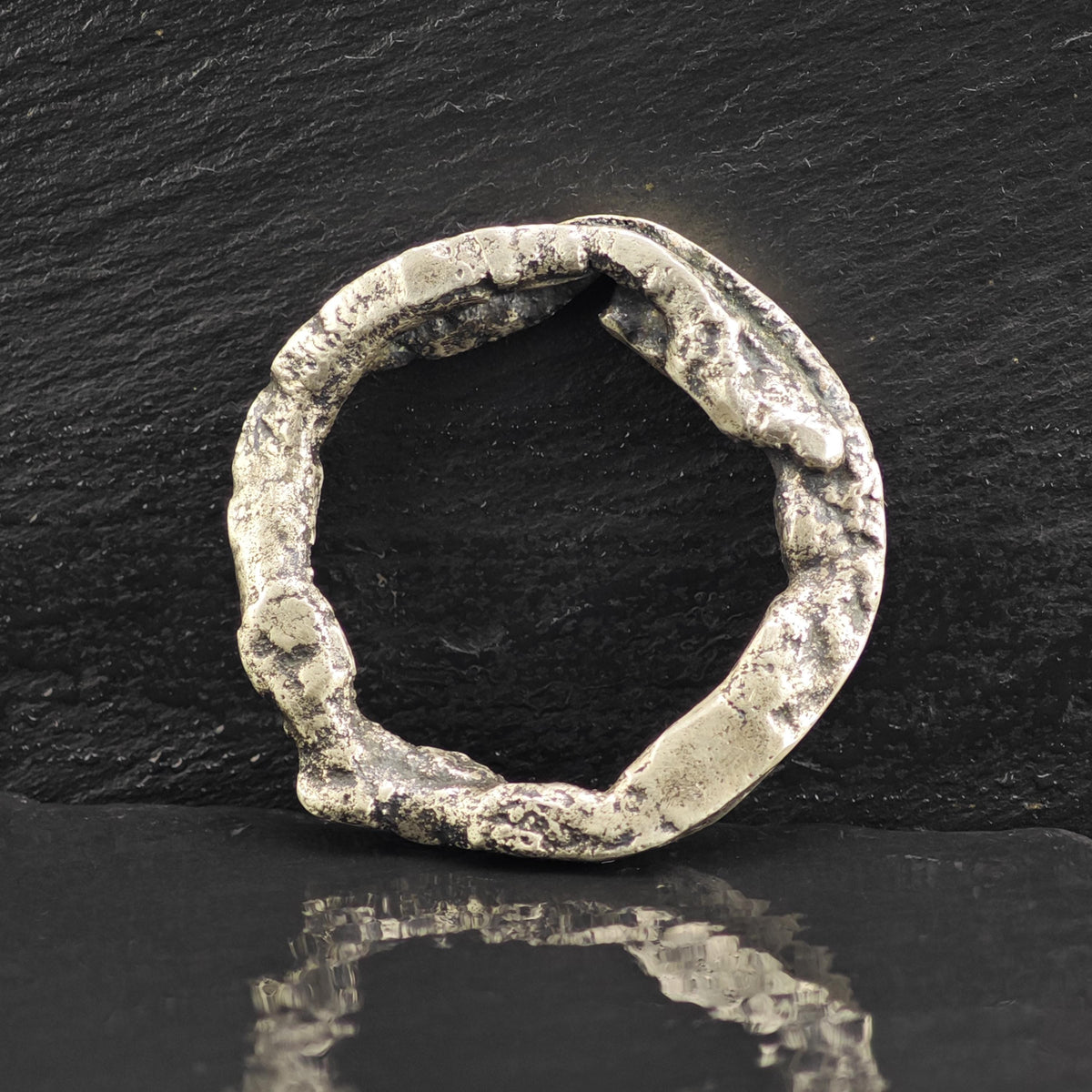 Brutalist Circle Sterling Silver Pendant P3090