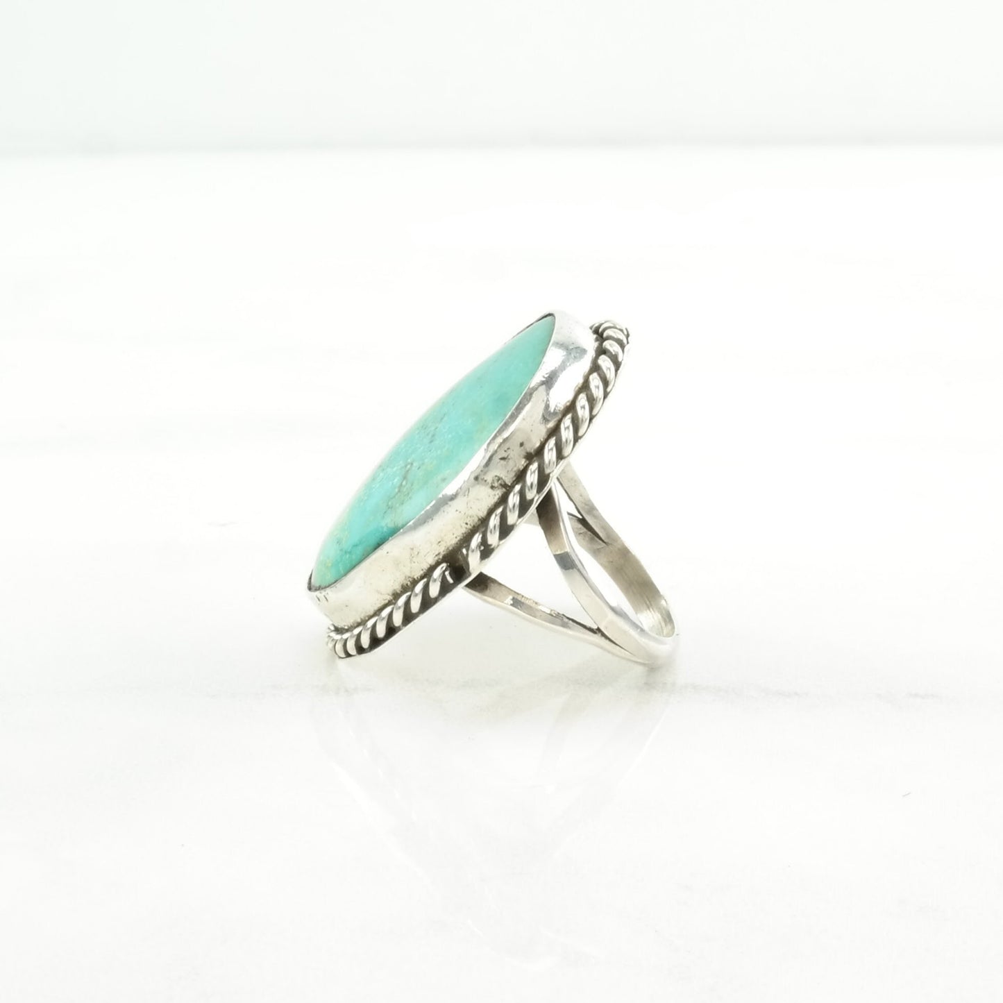 Southwest Silver Ring Turquoise Large Sterling Blue Size 5 1/4