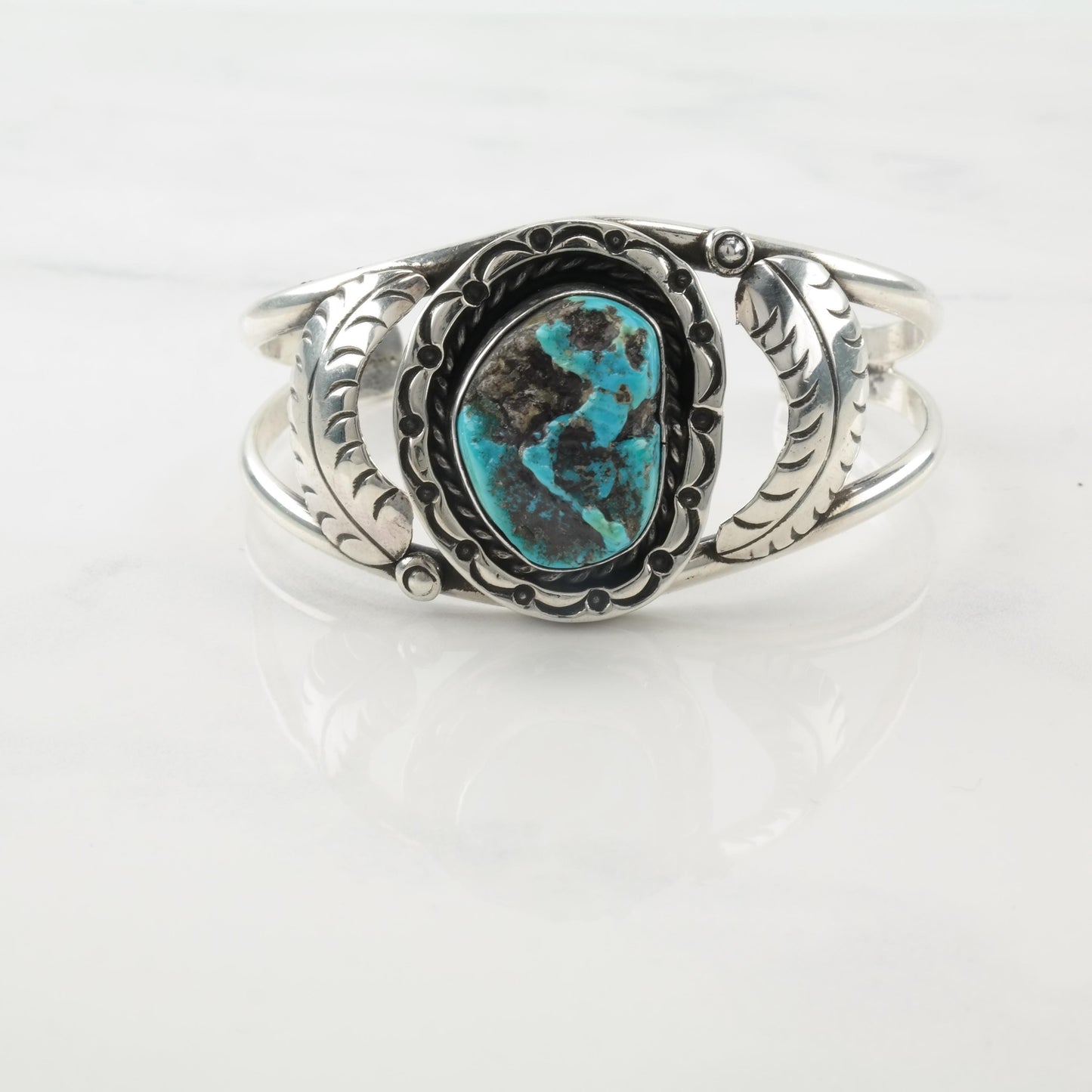 Southwest Turquoise Cuff Bracelet Sterling Silver